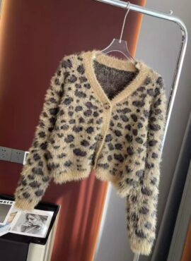 Brown Leopard Mohair Cardigan | Jisoo - BlackPink