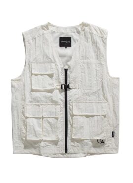 White Zip-Up Multi-Pocket Vest | Jungkook - BTS