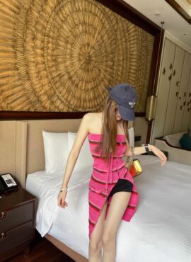 Pink Ruffle Stripes Dress | Wonyoung – IVE