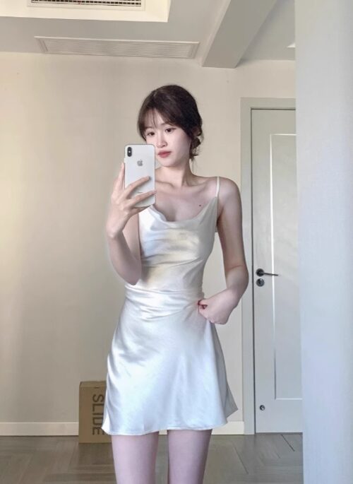 White Draped Silk Dress | Rose – BlackPink