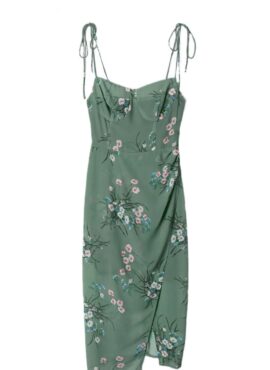 Green Floral Slide Slit Dress | Shuhua -  (G)I-DLE