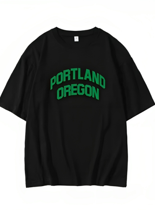 Black 'Portland Oregon' Printed T-Shirt | Soobin - TXT