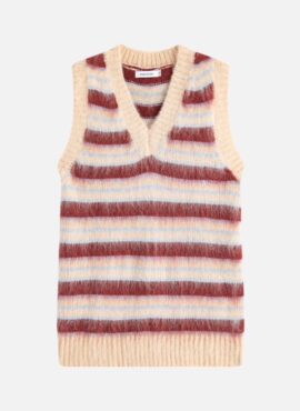 Beige Striped Mohair Vest | Taeyong - NCT