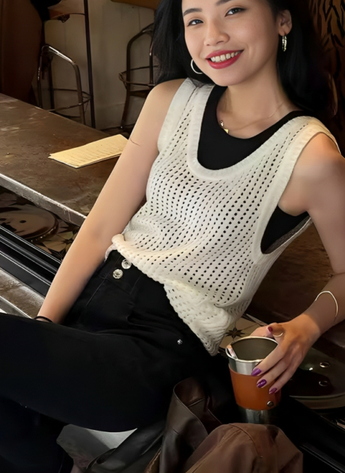 White Hollowed Knitted Sleeveless Top | Taeyong – NCT