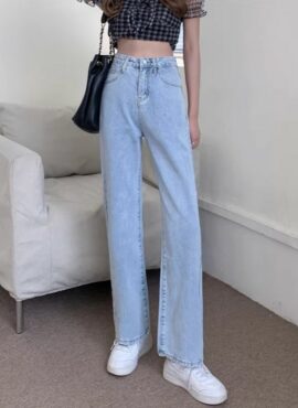 Blue Minimalist Straight-Cut Jeans | Jennie – BlackPink