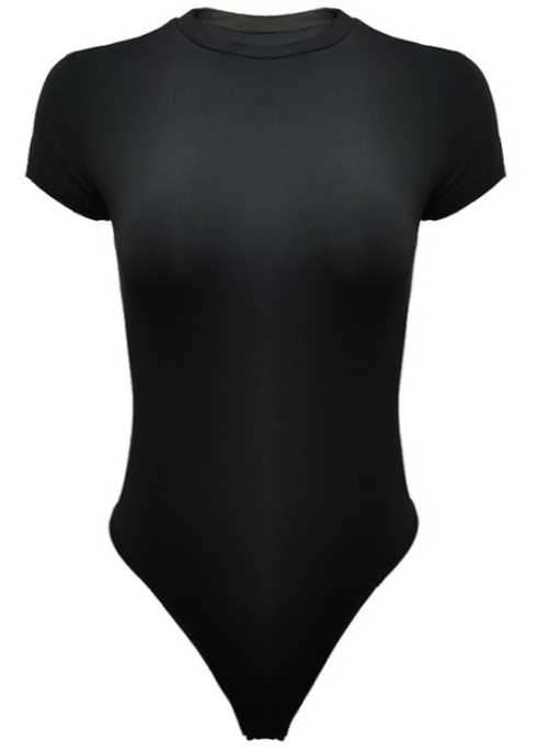 Black Short Sleeves Bodysuit Top | Jennie - BlackPink