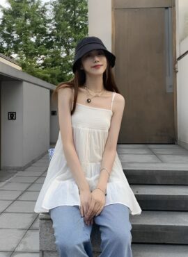 White Flowy Mini Sling Dress | Jennie – BlackPink
