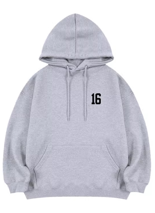 Grey Number 16 Hoodie | Jimin - BTS