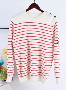 White Striped Sweater With Button Accents | Jimin – BTS