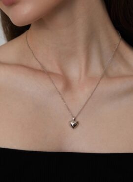 Silver Minimalist Heart Pendant Necklace | Karina - Aespa