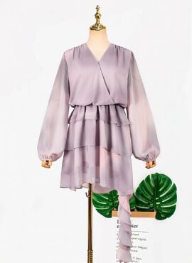 Lilac Ruffled Wrap Dress | Lee Ra El – Eve