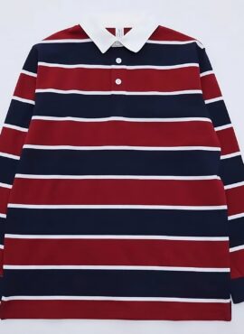 Red And Blue Striped Long Sleeve Polo Shirt | Mark – NCT