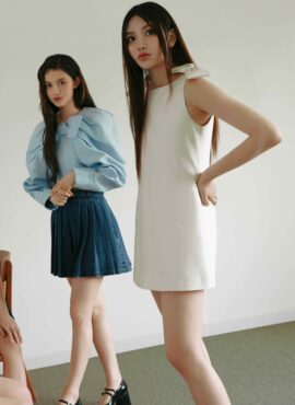 White Bow Strapped Dress | Hyein - NewJeans