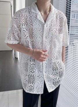 White Lace Short Sleeves Shirt | Jay - Enhypen