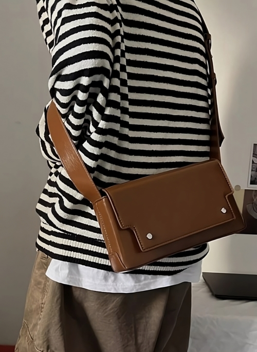 Brown Faux Leather Envelope Sling Bag | Key - SHINee