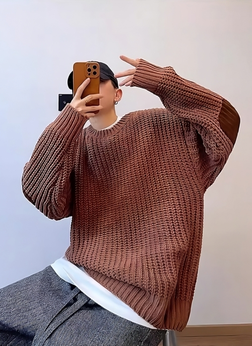 Brown Knitted Oversized Sweater | San – ATEEZ