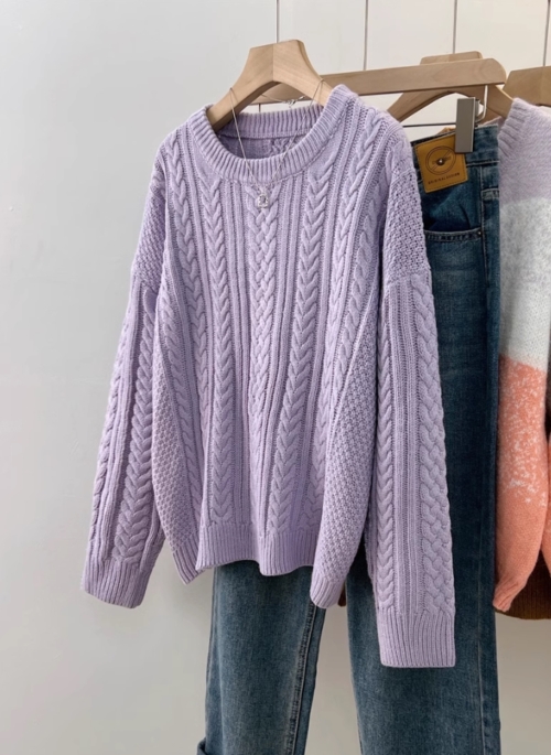 Lilac Cable Knit Crew Neck Sweater | Taemin – SHINee