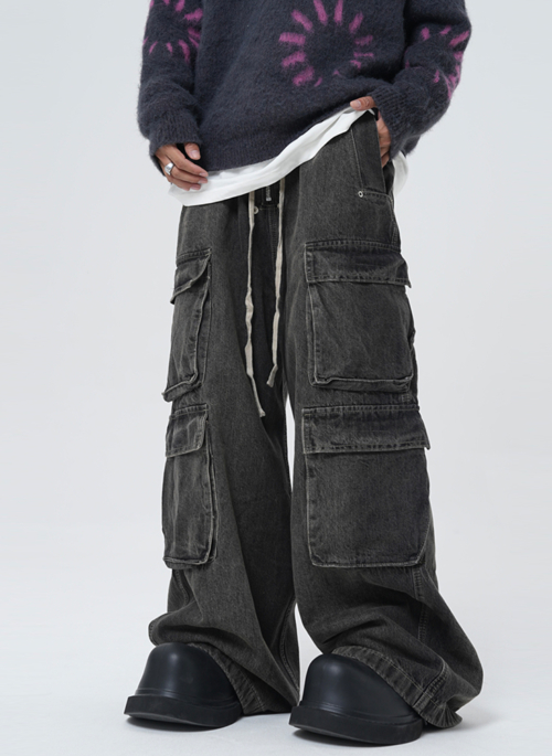 Black Multi-Pocket Wide Leg Pants | Changbin – Stray Kids