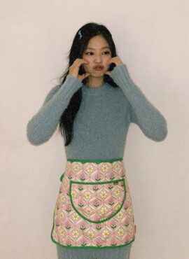 Blue Knit Sweater Dress | Jennie - BlackPink