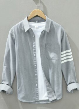 Grey Four-Bar Button-Up Shirt | Jin – BTS