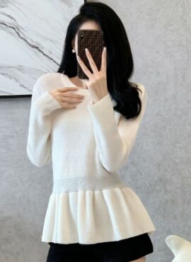 White Peplum Knit Sweater | Lisa - BlackPink