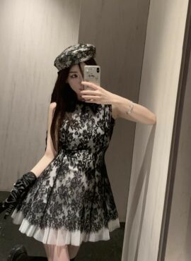 Black Lace Puffy Dress | Minji - NewJeans