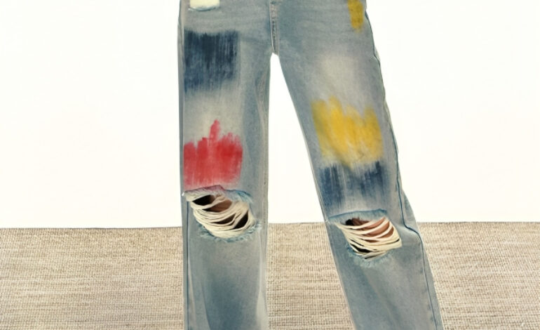 Blue Painted Ripped Jeans | Onew – SHINee