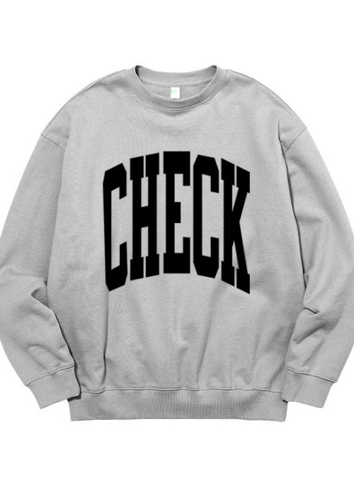 Grey “Check” Crewneck Sweatshirt | Seungmin – Stray Kids