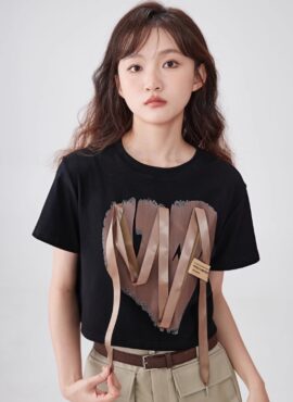 Black Laced Heart T-Shirt
