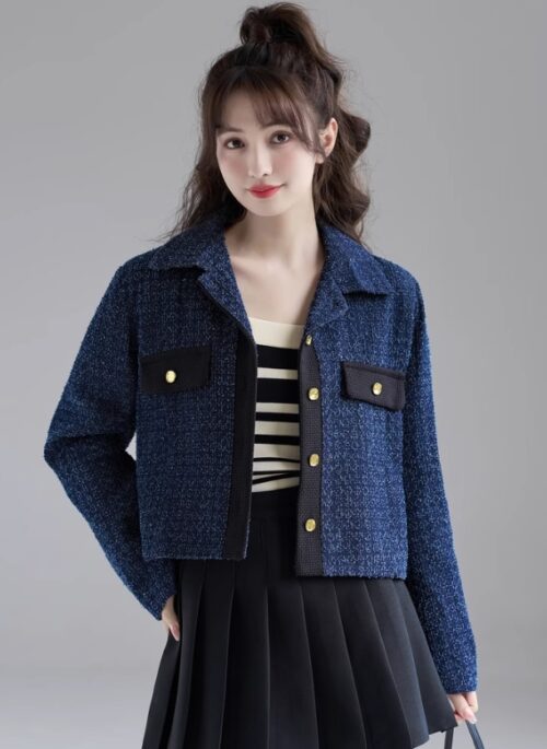Blue Tweed Cropped Jacket