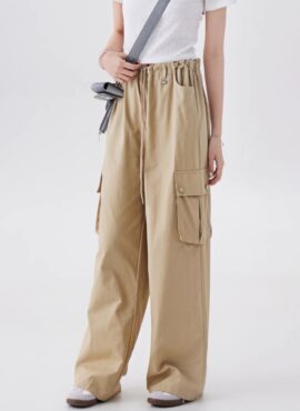 Brown Oversized Cargo-Style Pants