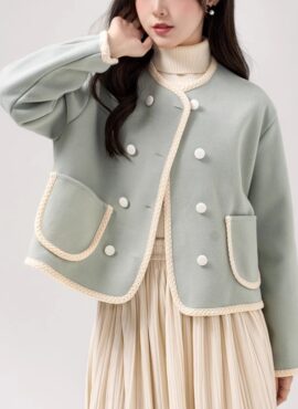 Green Contrasting Cropped Jacket