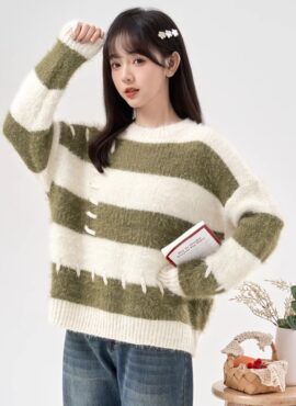 Green Stripe Stitched Sweater