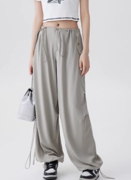 Grey Drawstring Waist Pants