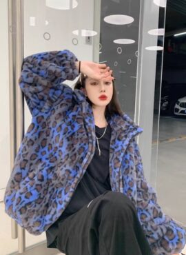 Blue Leopard Pattern Fluffy Jacket | Mark - NCT