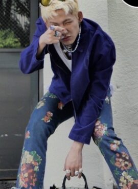 Blue Painted Floral Jeans | Hyunsuk – Treasure