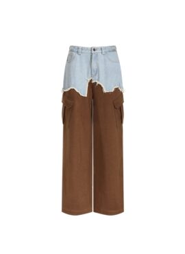 Brown Denim Patch Work Cargo Pants | Yeji – ITZY