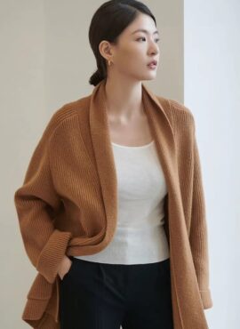 Brown Knitted Long Cardigan | Do Do Hee - My Demon