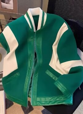 Green Retro Baseball Oversized Jacket | Haruto - Treasure