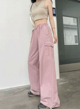 Pink Cargo Drawstring Pants | Hanni – NewJeans