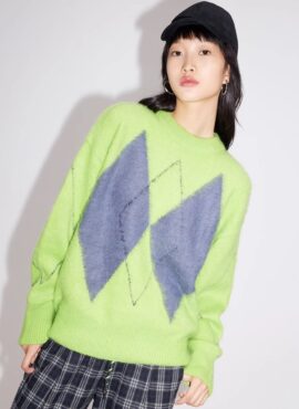 Green Argyle Knit Sweater | Haruto - Treasure