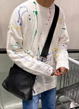 White Splatter Paint Sweater | Haruto – Treasure