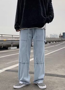 Blue Segmented Loose Jeans | Hyunjin - Stray Kids