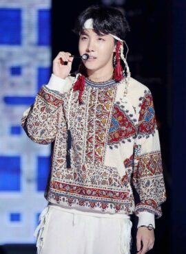 White And Red Floral Paisley Sweater | J-Hope – BTS