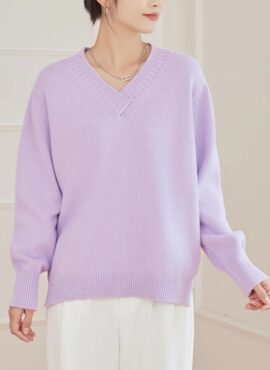 Lilac V-Neck Casual Sweater | Jeongin – Stray Kids