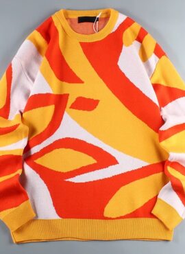 Orange Floral Design Sweater | Jeongwoo - Treasure