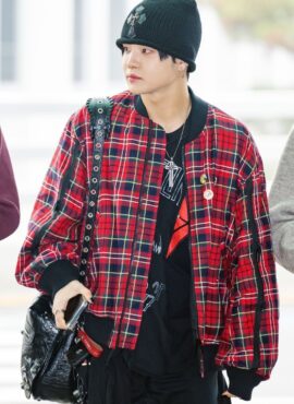 Red Reversilble Plaid Jacket | Jihoon – Treasure