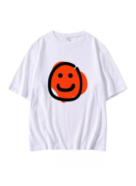 White Smiley Face Drawing T-Shirt | Junghwan - Treasure