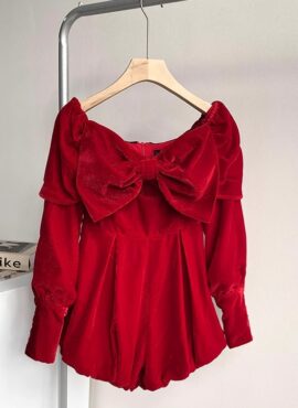 Red Big Bow Off-Shoulder Dress | Nayeon – Twice