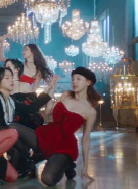 Red Big Bow Off-Shoulder Dress | Nayeon - Twice